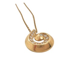 Van Cleef & Arpels 18k Yellow Gold Diamond Swirl Necklace