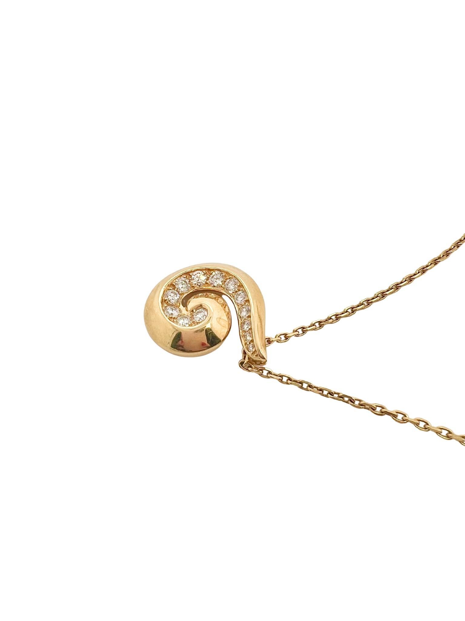 Van Cleef & Arpels 18k Gelbgold Diamond Swirl Halskette (Rundschliff) im Angebot