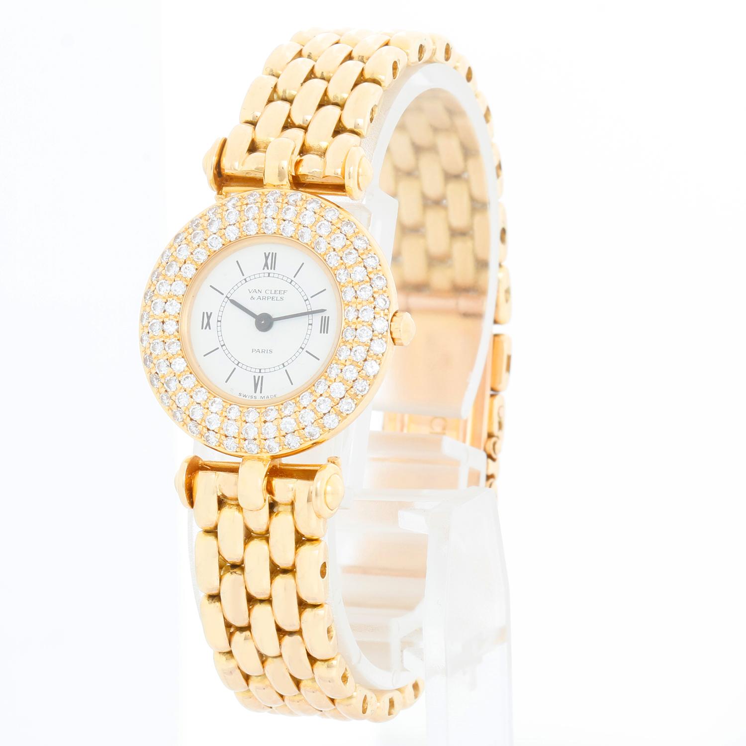 Vintage Van Cleef & Arpels 18K Yellow Gold Diamond Watch In Excellent Condition In Dallas, TX