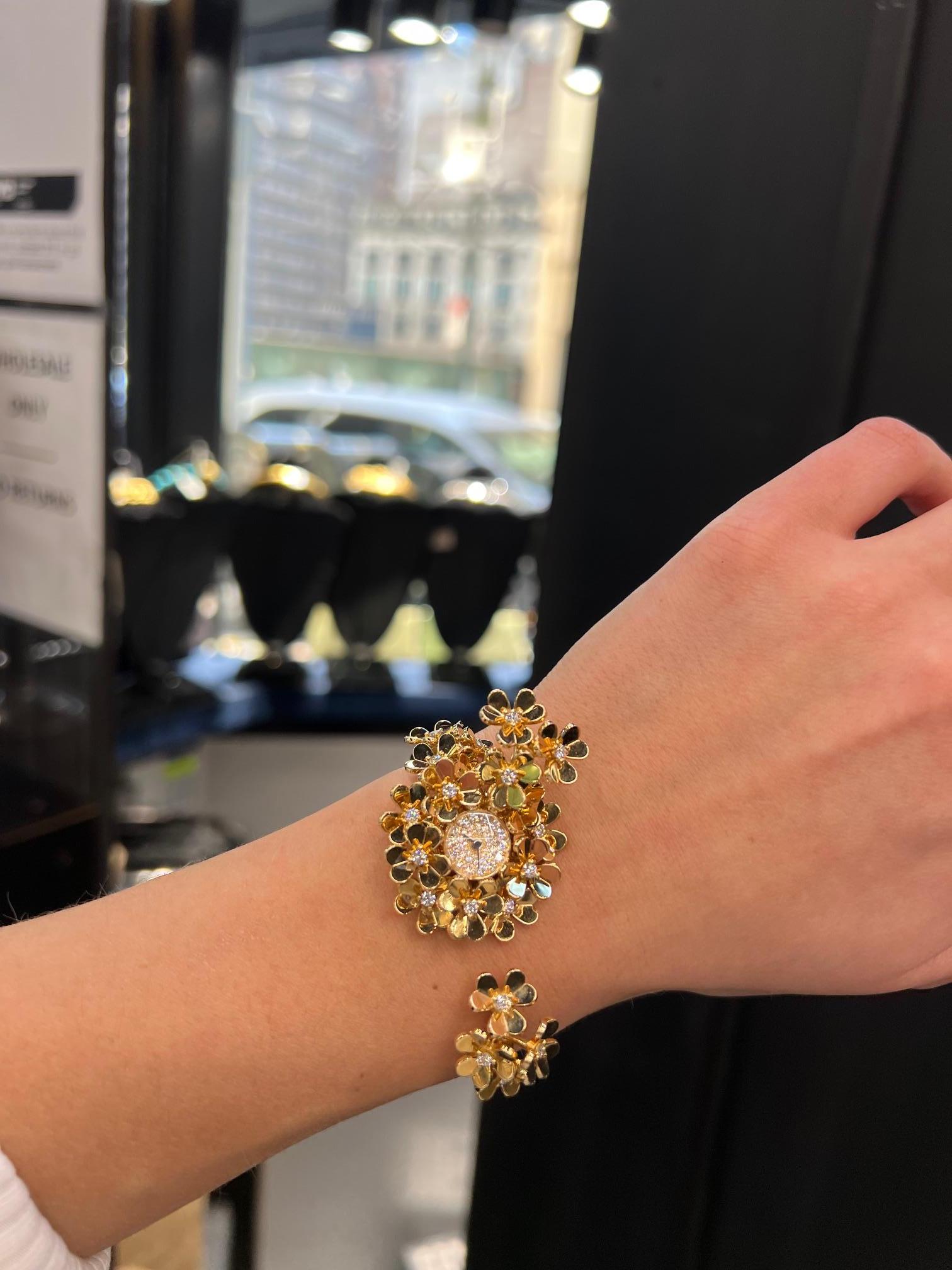 Van Cleef & Arpels 18K Yellow Gold Frivole Secrète Medium 35mm Ladies Watch For Sale 4