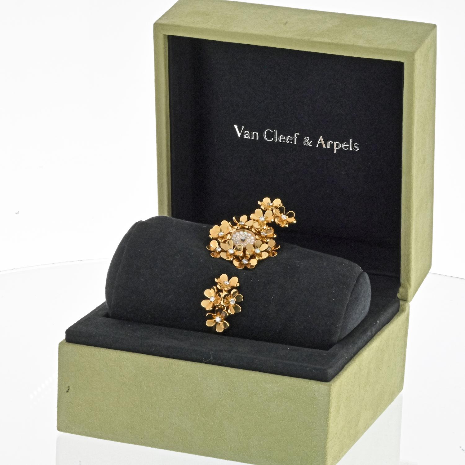 Women's Van Cleef & Arpels 18K Yellow Gold Frivole Secrète Medium 35mm Ladies Watch For Sale