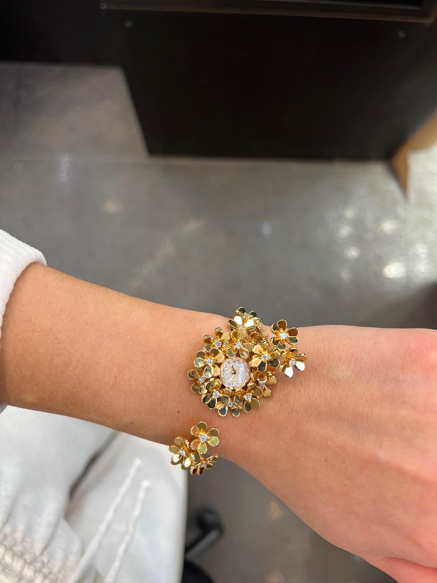 Van Cleef & Arpels 18K Yellow Gold Frivole Secrète Medium 35mm Ladies Watch For Sale 3