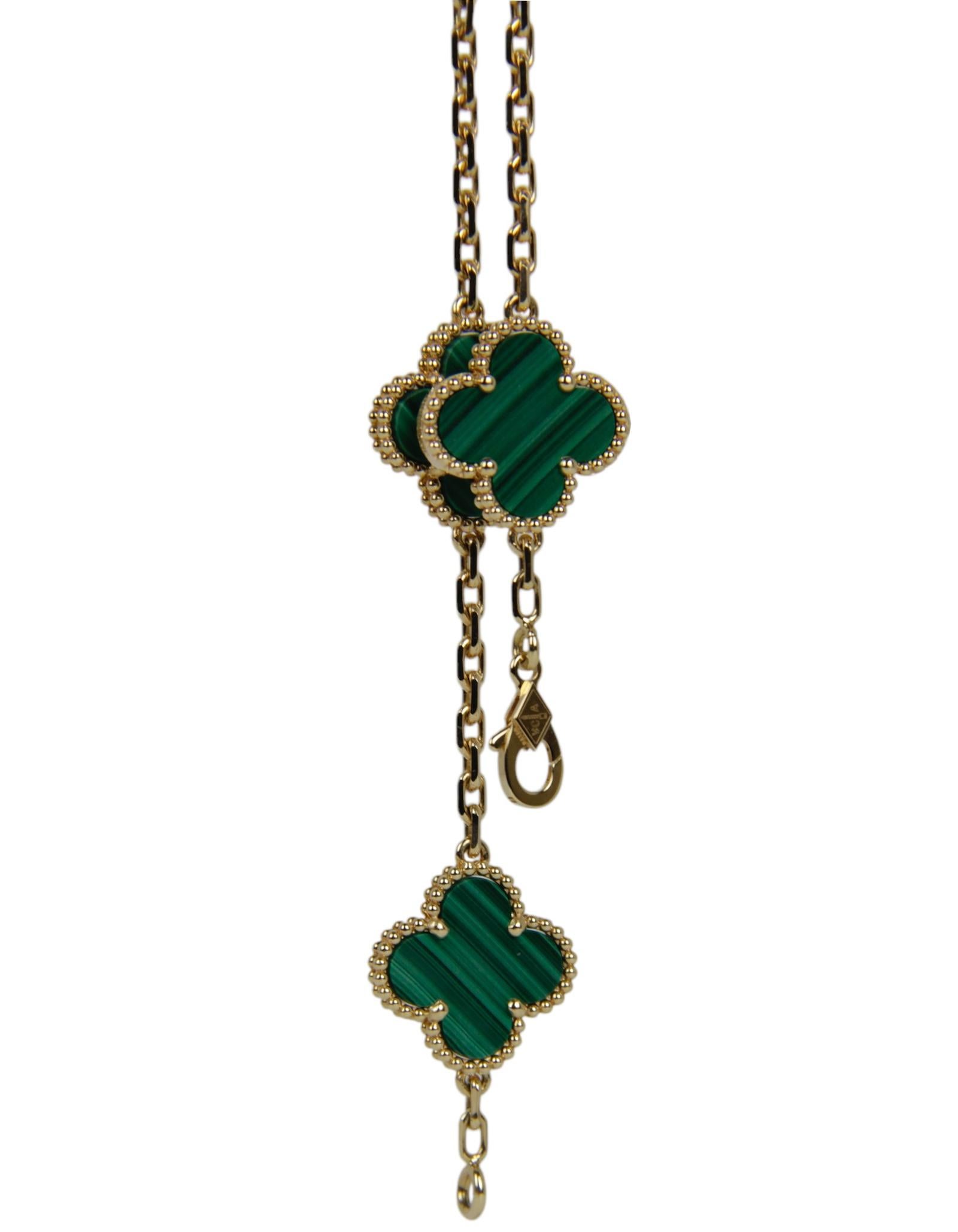 Van Cleef & Arpels 18 Karat Gelbgold/Grün Malachit Vintage Alhambra-Armband im Zustand „Hervorragend“ im Angebot in New York, NY