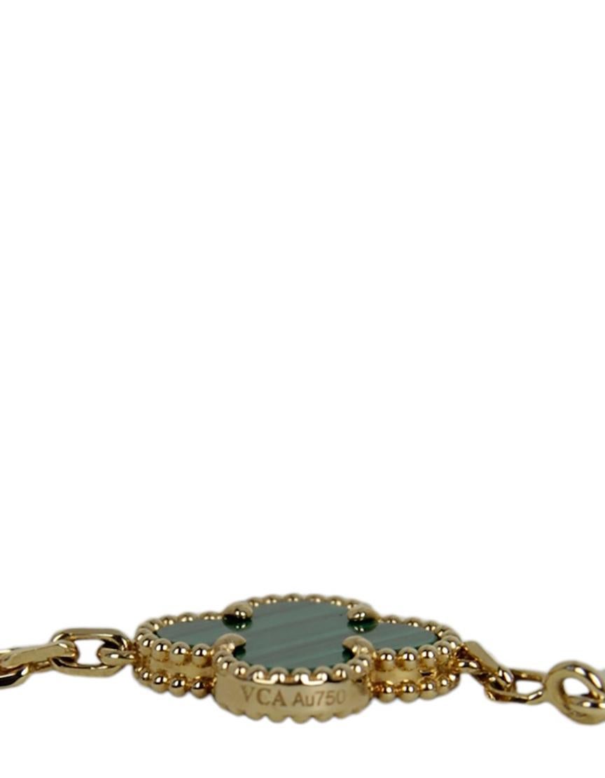 Van Cleef & Arpels 18 Karat Gelbgold/Grün Malachit Vintage Alhambra-Armband im Angebot 2