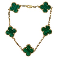 Van Cleef & Arpels 18 Karat Gelbgold/Grün Malachit Vintage Alhambra-Armband