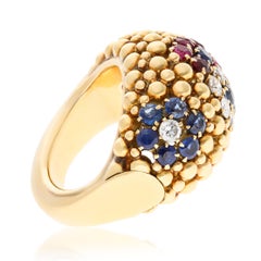 VAN CLEEF & ARPELS 18K Yellow Gold “Hawaii” Sapphire, Ruby and Diamond Ring