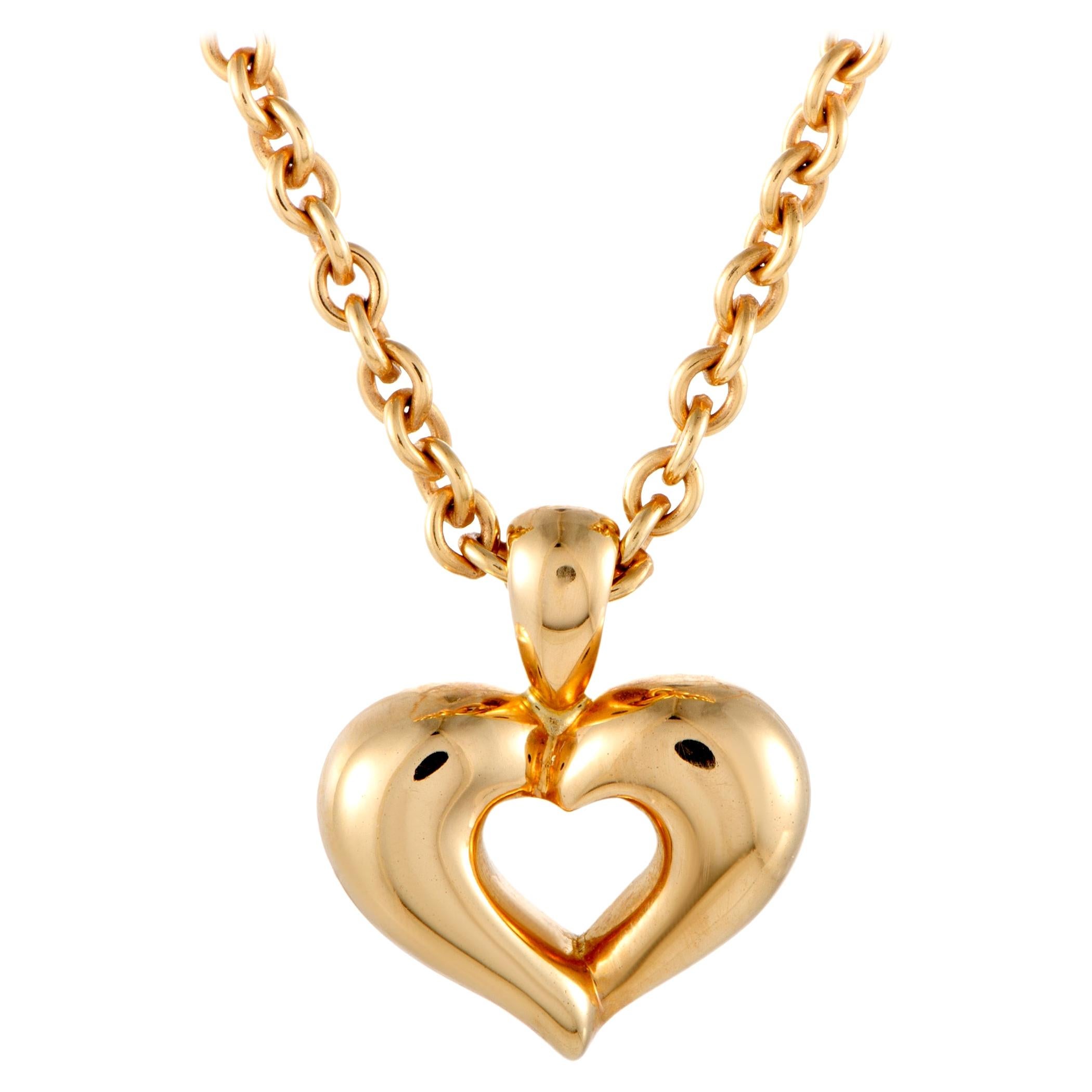 Van Cleef & Arpels 18 Karat Yellow Gold Heart Pendant Choker Necklace
