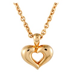 Van Cleef & Arpels 18 Karat Yellow Gold Heart Pendant Choker Necklace