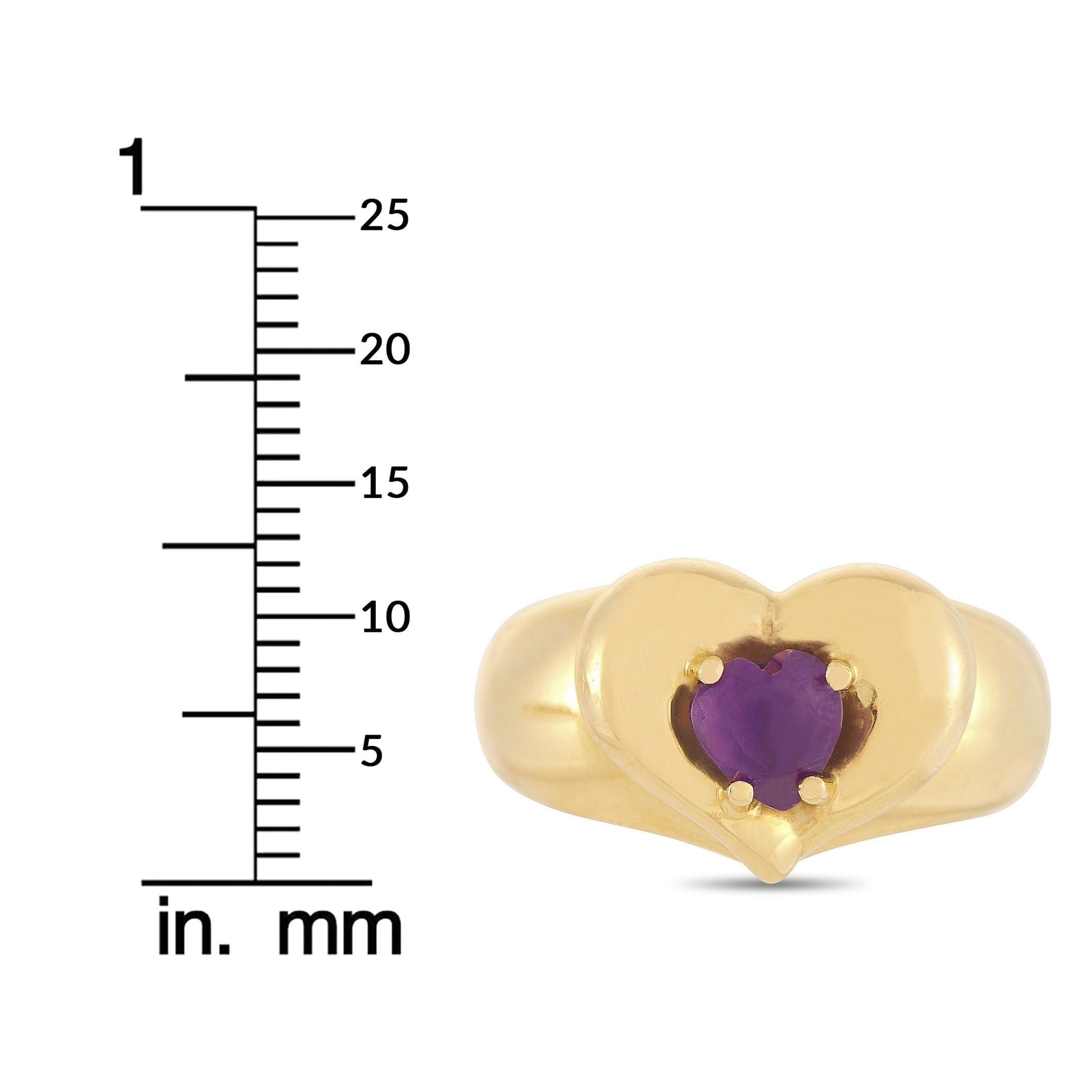Van Cleef & Arpels 18 Karat Yellow Gold Heart-Shaped Amethyst Ring In Excellent Condition In Southampton, PA