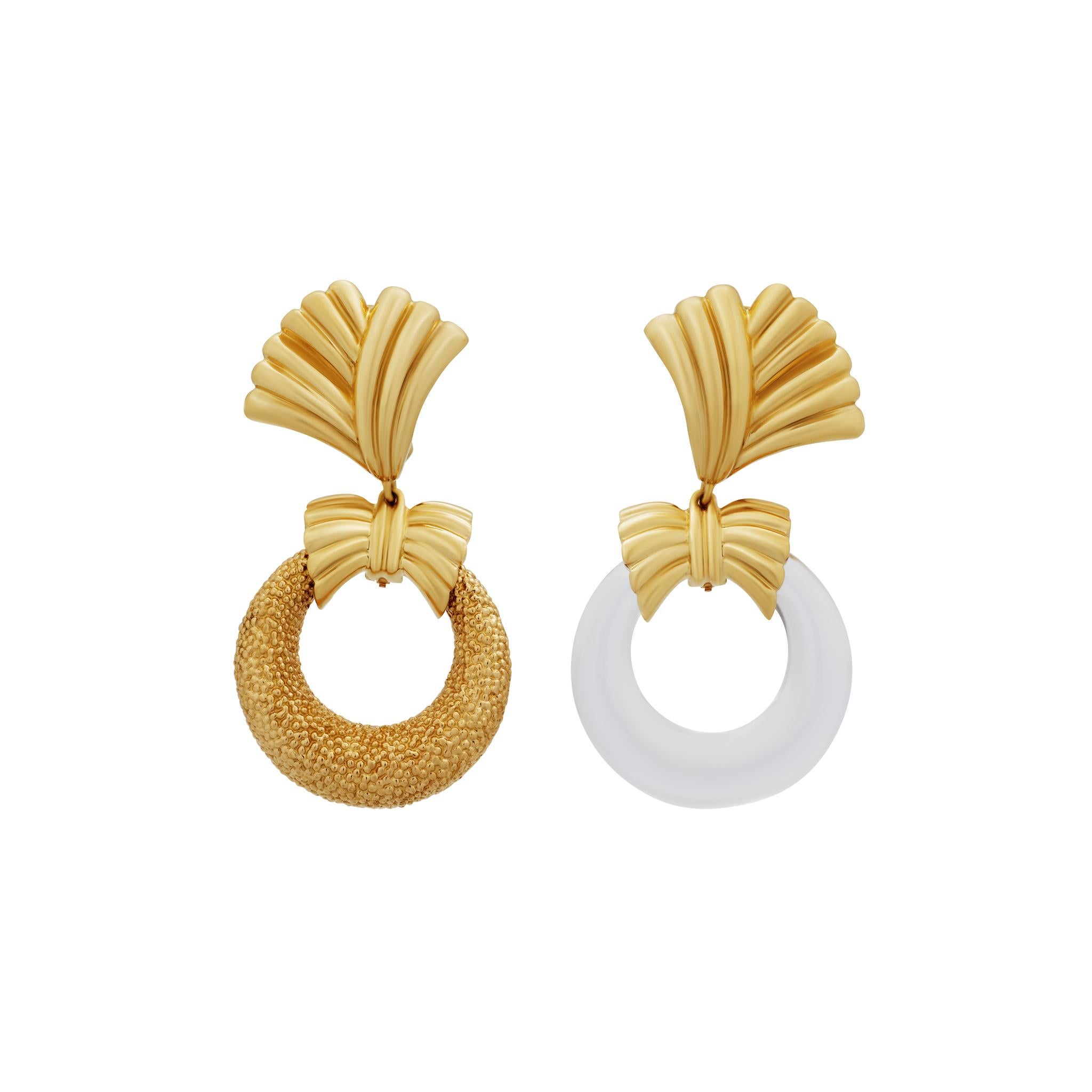 Van Cleef & Arpels 18 Karat Gold Interchangeable Door Knocker Hoop Earrings 1