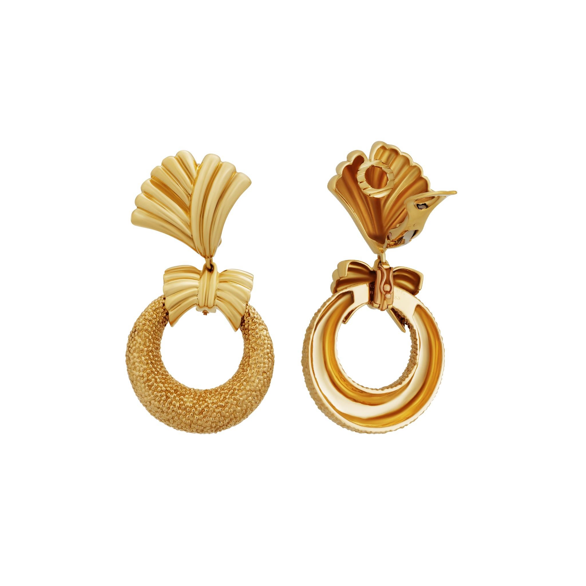 Van Cleef & Arpels 18 Karat Gold Interchangeable Door Knocker Hoop Earrings 3