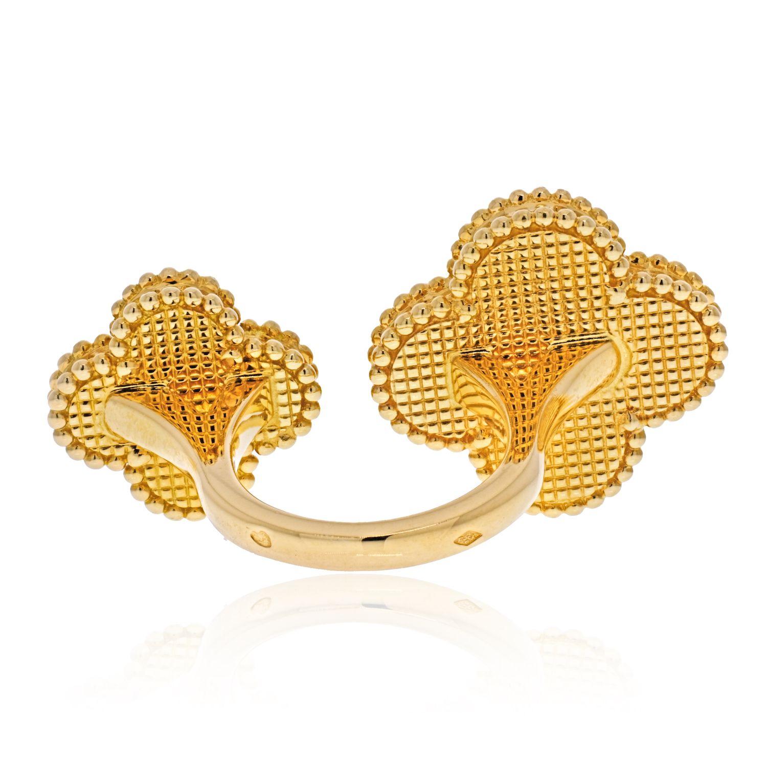 Van Cleef & Arpels 18k Yellow Gold Magic Alhambra Ring In Excellent Condition In New York, NY