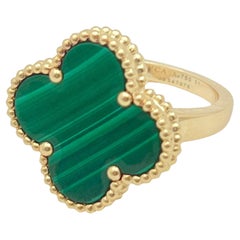 Van Cleef & Arpels 18k Yellow Gold Malachite Magic Alhambra Ring