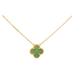 Van Cleef & Arpels 18k Yellow Gold Malachite Pendant Necklace