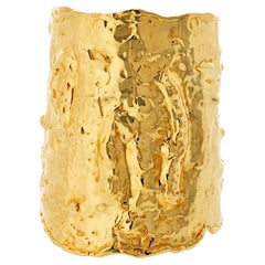 Van Cleef & Arpels 18K Yellow Gold Manchette Hammered Cuff Bracelet