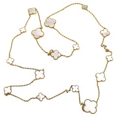 Van Cleef & Arpels 18K Yellow Gold Mother-of-Pearl Magic Alhambra Chain Necklace