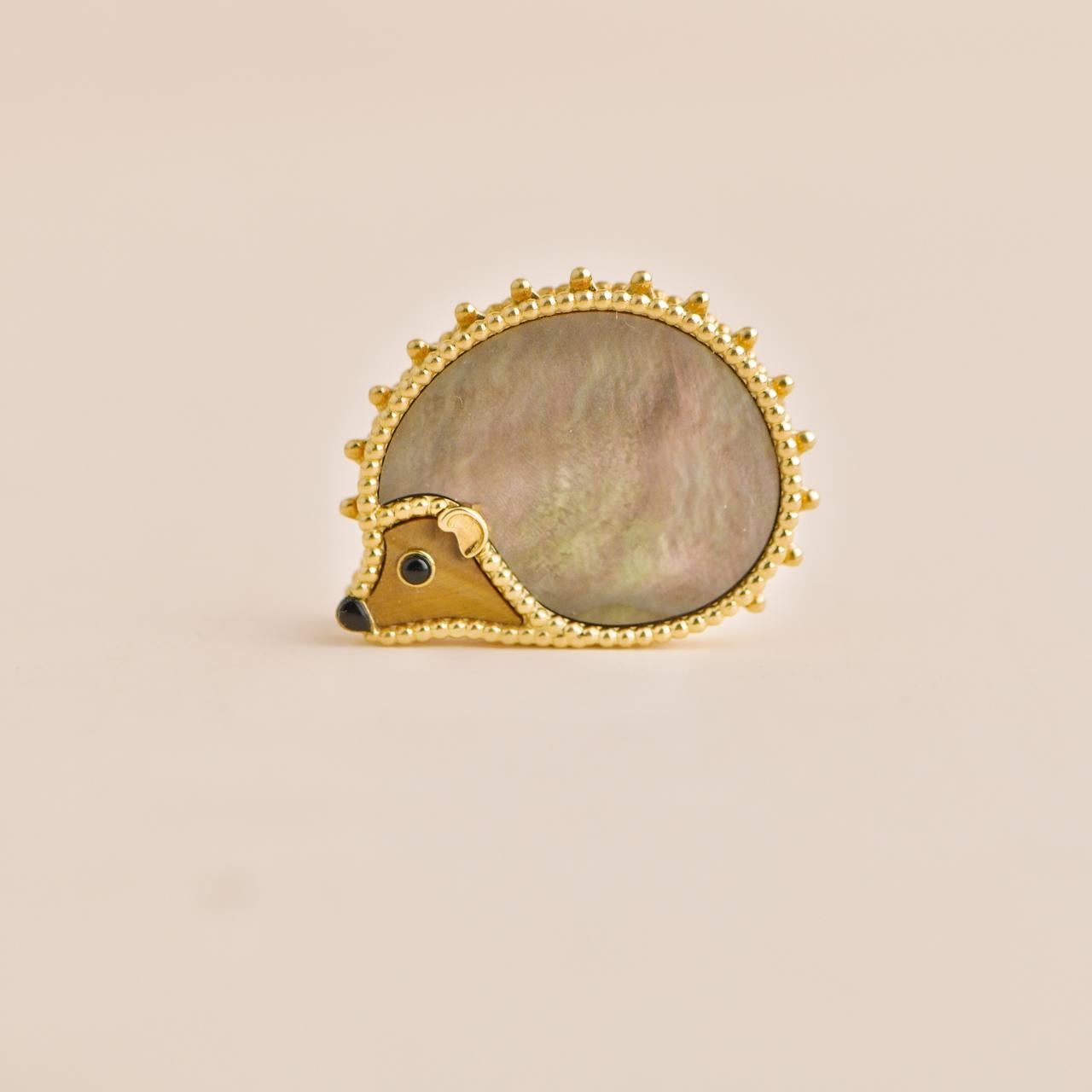 Uncut Van Cleef & Arpels 18K Yellow Gold Mother-of-Pearl Onyx Tiger Eye Lucky Animals