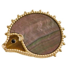 Van Cleef & Arpels 18K Yellow Gold Mother-of-Pearl Onyx Tiger Eye Lucky Animals