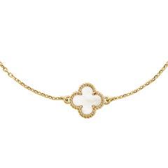 Van Cleef & Arpels 18K Yellow Gold Mother of Pearl Sweet Alhambra Bracelet