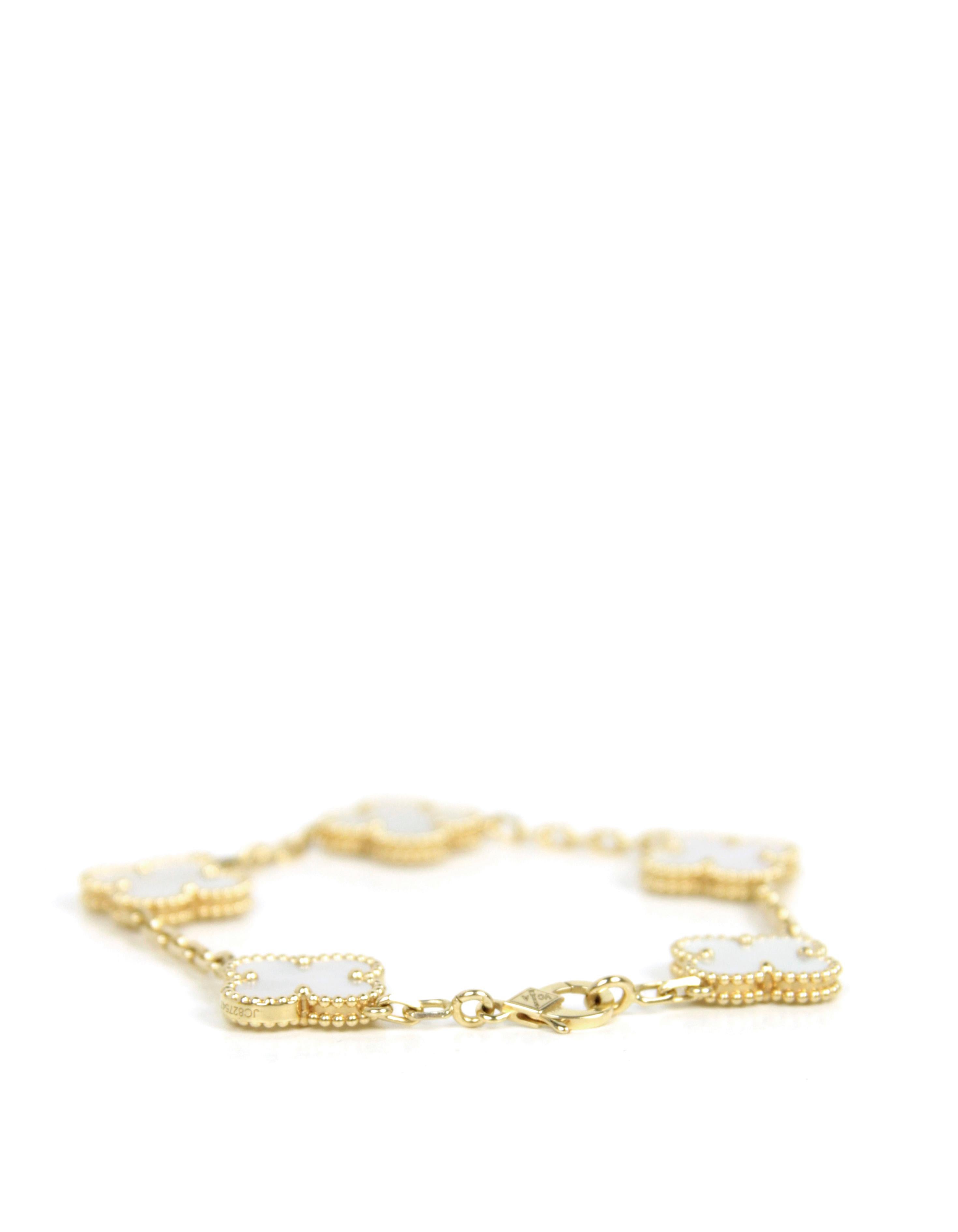 Van Cleef & Arpels 18K Yellow Gold/Mother of Pearl Vintage Alhambra Bracelet 3