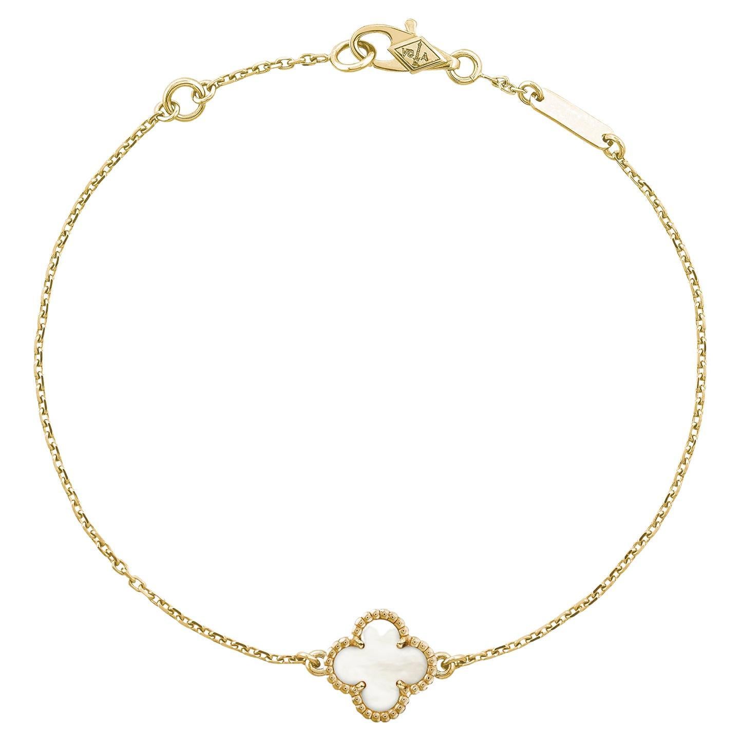 Van Cleef & Arpels 18K Yellow Gold Mother of PearlSweet Alhambra Bracelet 