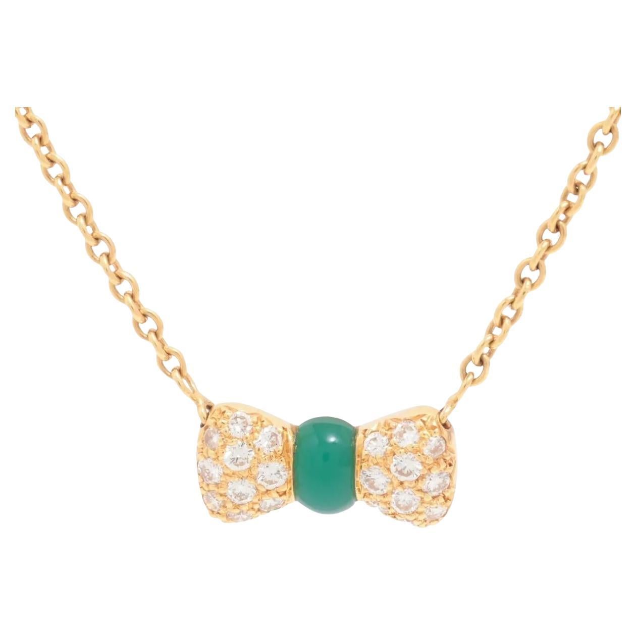 Van Cleef & Arpels 18K Yellow Gold Noeud Papillon Colored stone diamond Necklace For Sale