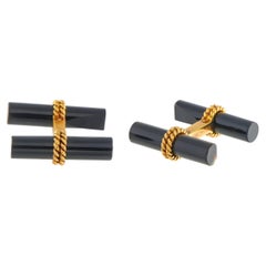 Van Cleef & Arpels Boutons de manchette Onyx en or jaune 18K #5176