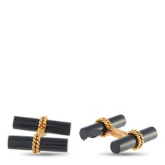 Van Cleef & Arpels 18K Yellow Gold Onyx Cufflinks