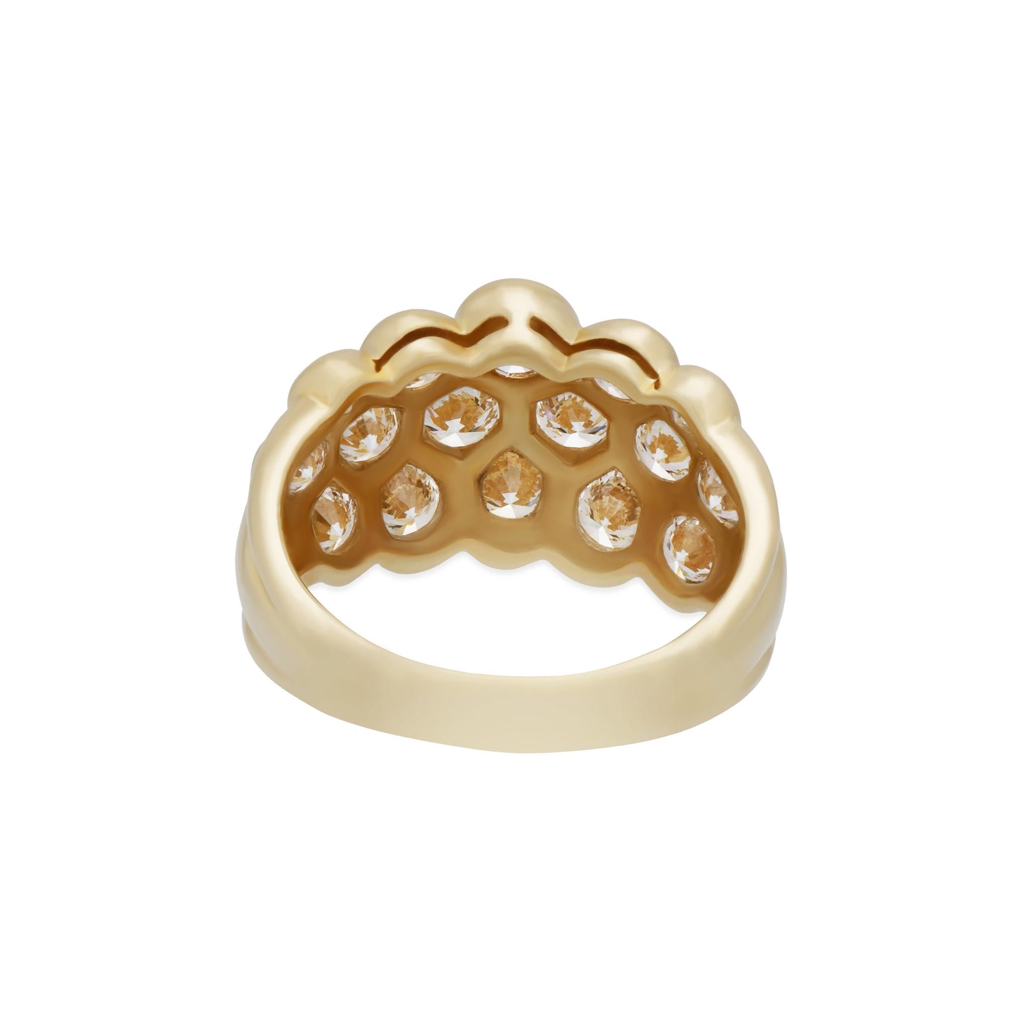 Van Cleef & Arpels 18 Karat Yellow Gold Pavé Diamond Ring In Excellent Condition In New York, NY