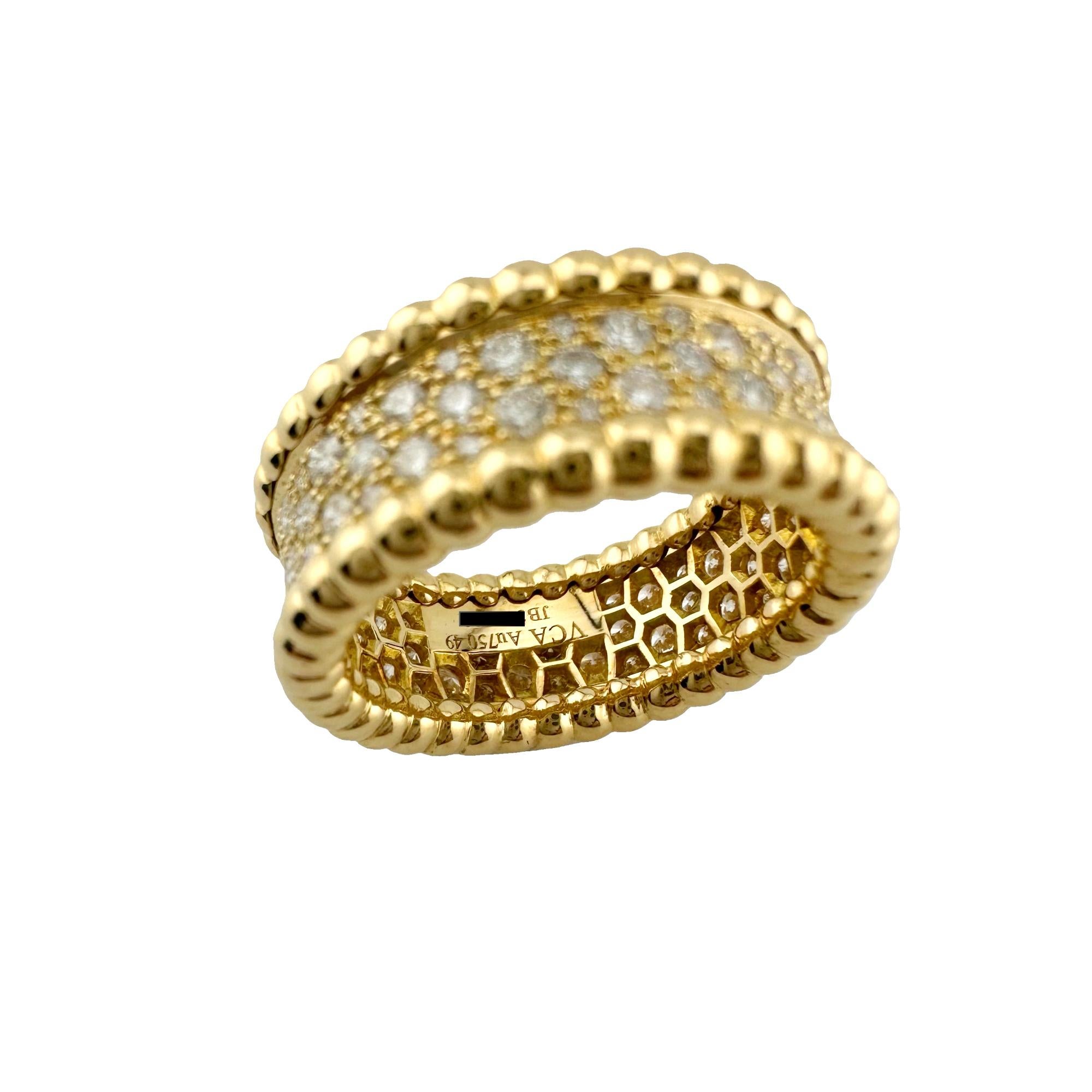 Van Cleef & Arpels 18k Yellow Gold Perlee Diamonds Band Ring For Sale 5