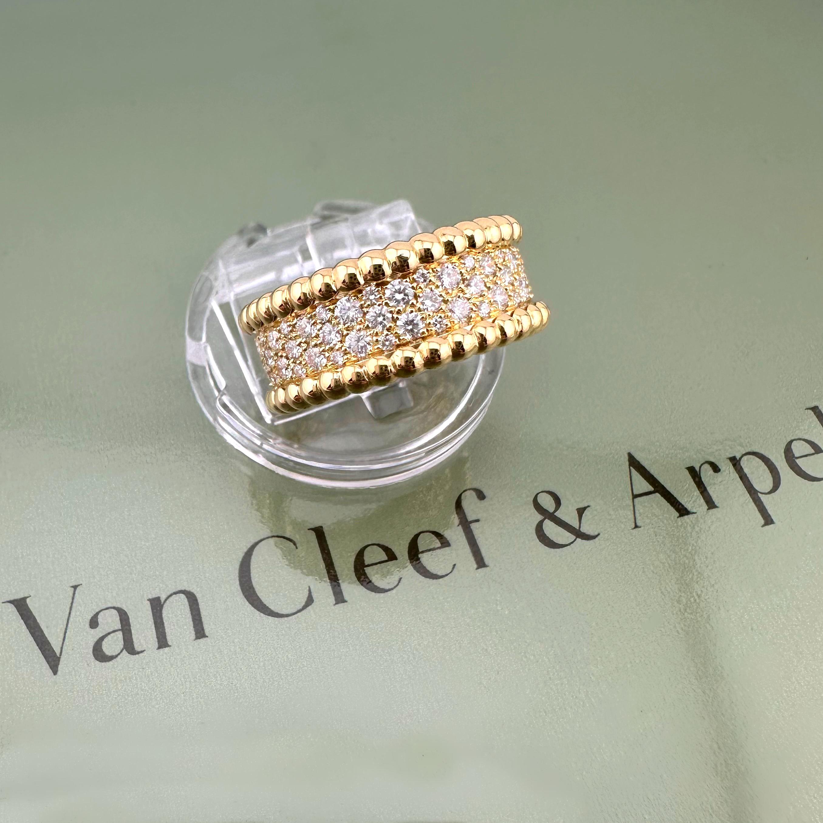 Van Cleef & Arpels 18k Yellow Gold Perlee Diamonds Band Ring For Sale 6