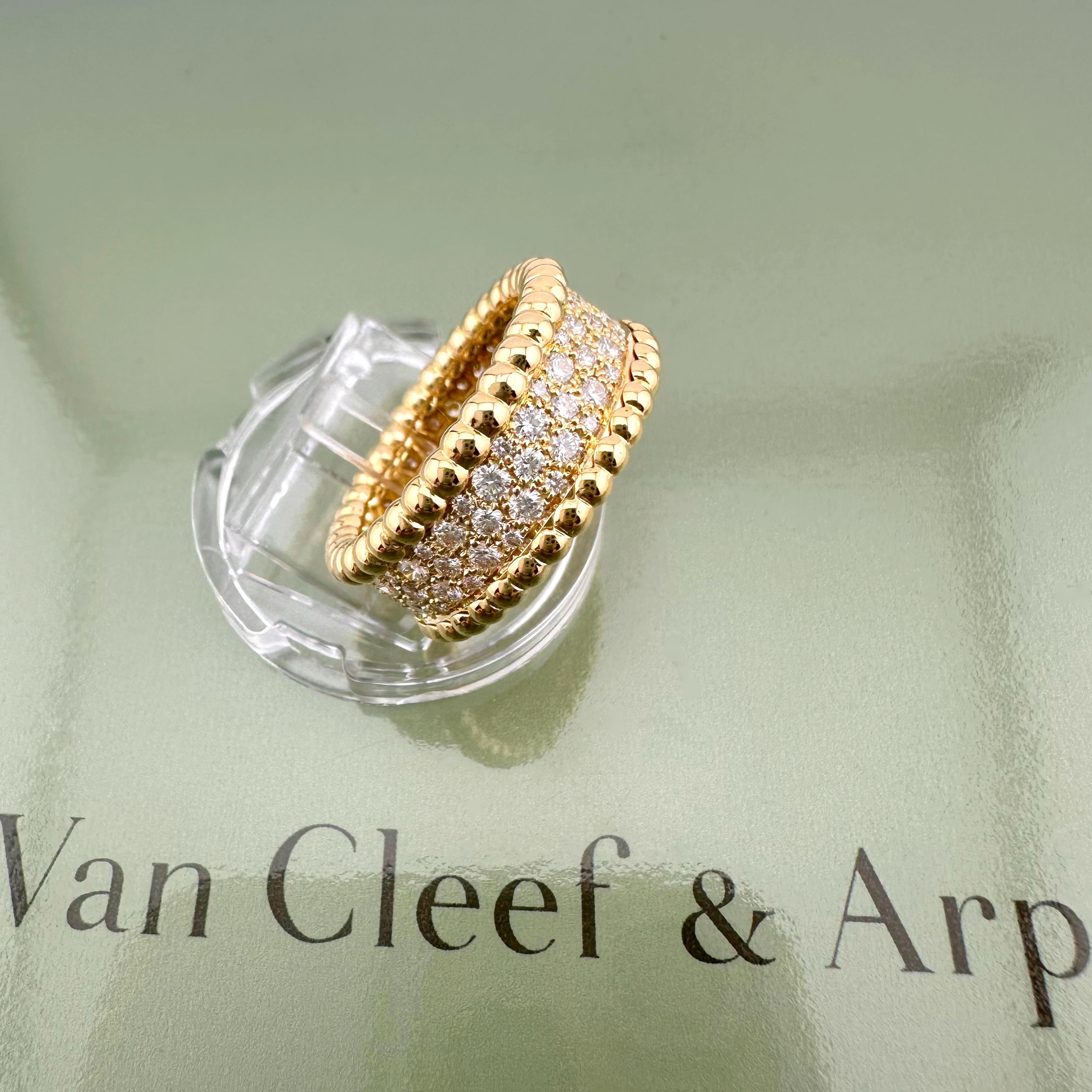 Van Cleef & Arpels 18k Yellow Gold Perlee Diamonds Band Ring For Sale 7