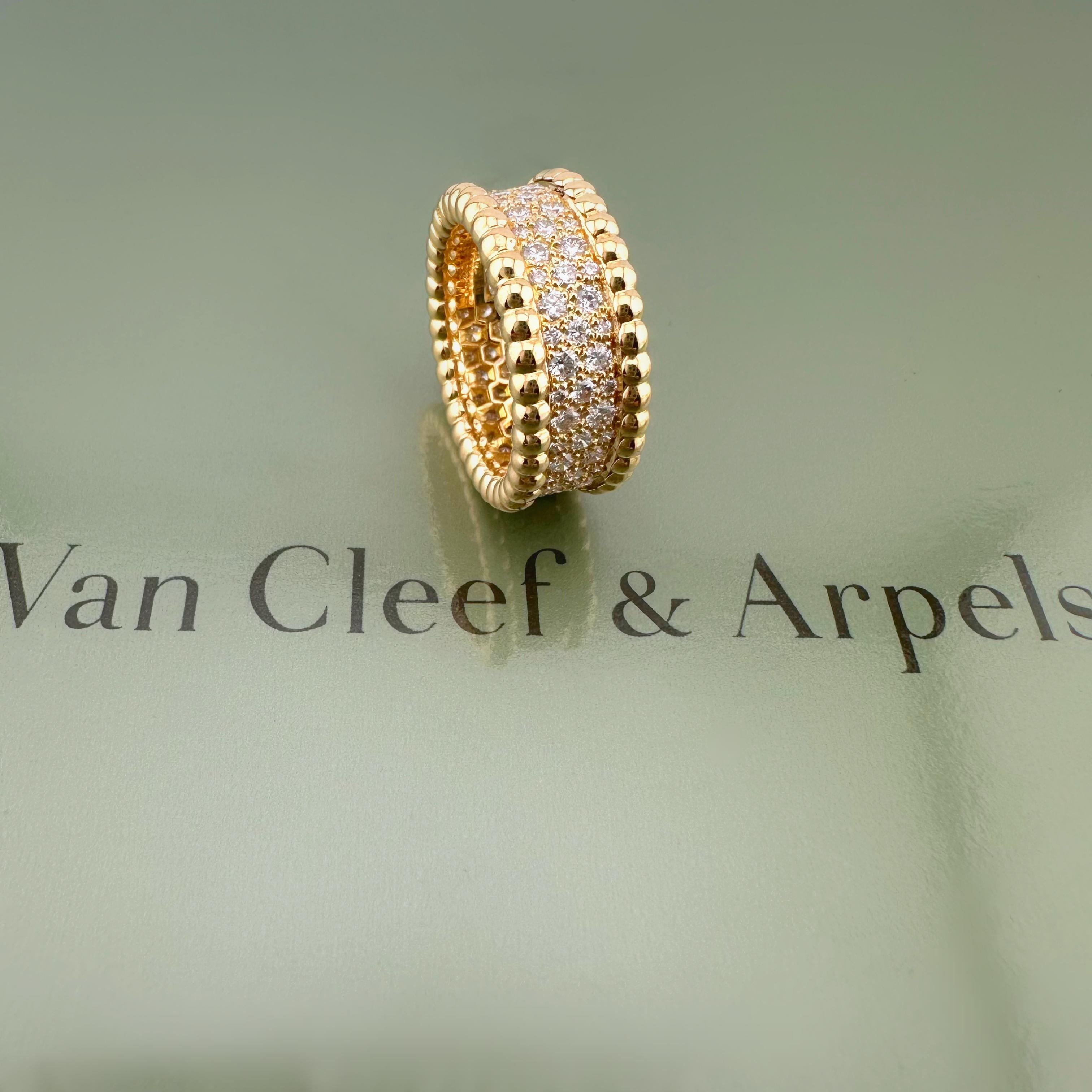 Van Cleef & Arpels 18k Yellow Gold Perlee Diamonds Band Ring For Sale 8