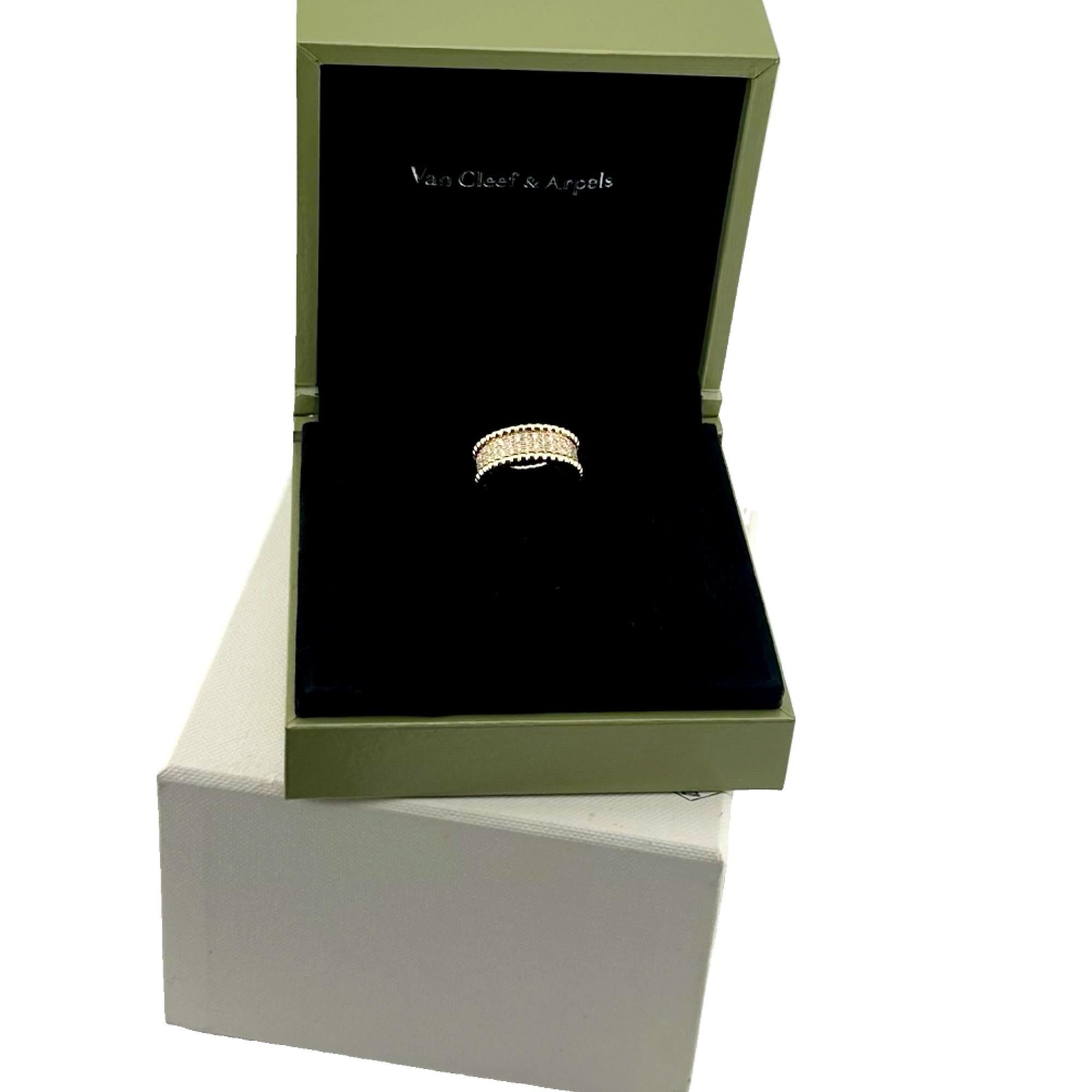 Van Cleef & Arpels 18k Yellow Gold Perlee Diamonds Band Ring For Sale 9