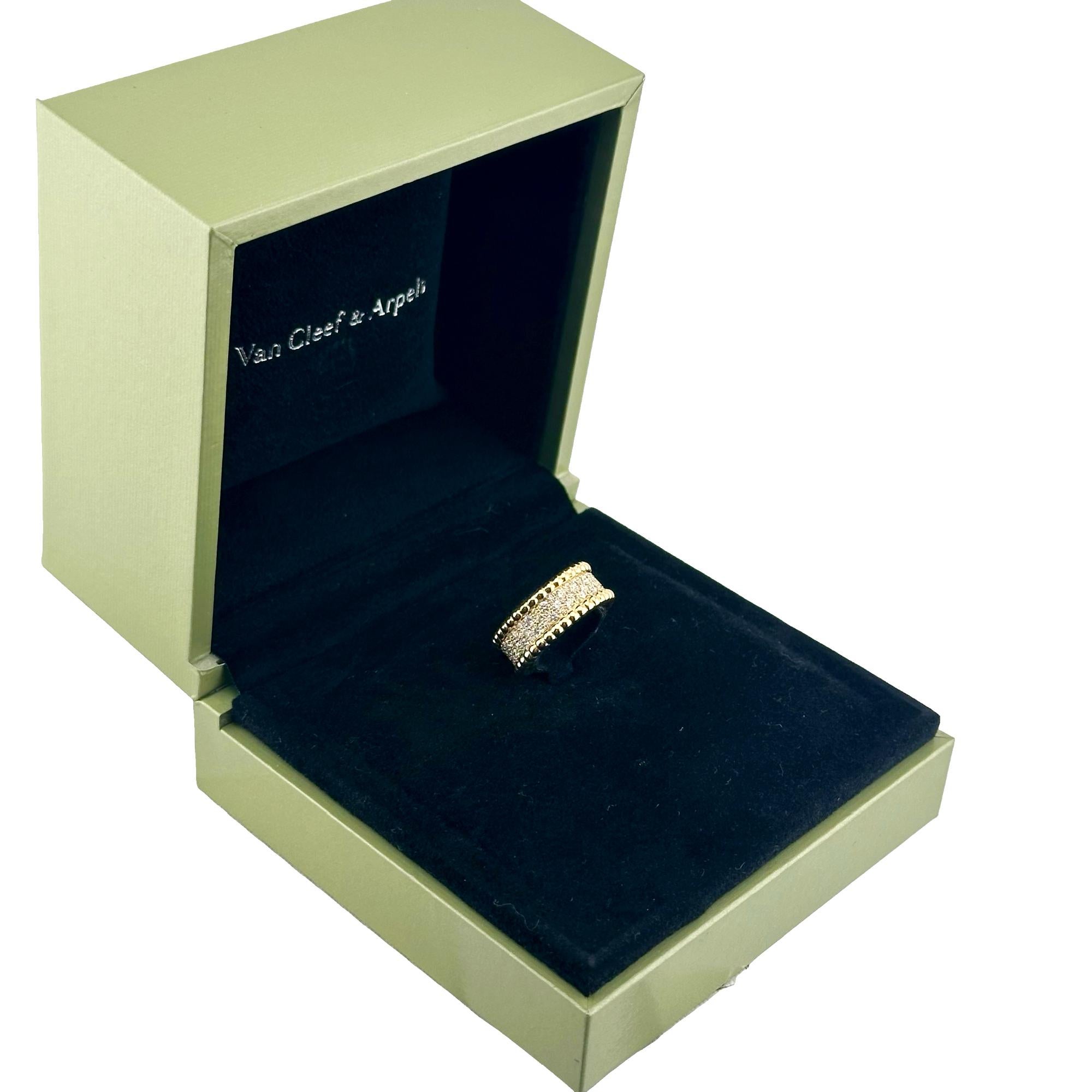 Van Cleef & Arpels 18k Yellow Gold Perlee Diamonds Band Ring For Sale 3