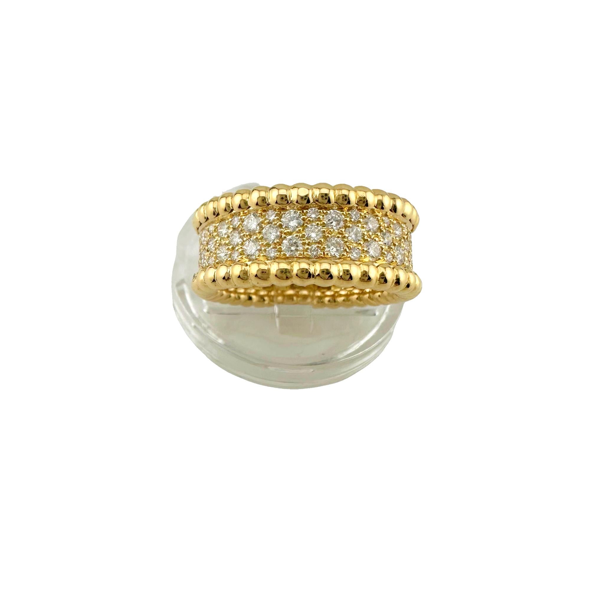 Van Cleef & Arpels 18k Yellow Gold Perlee Diamonds Band Ring For Sale 4