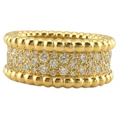 Van Cleef & Arpels 18k Yellow Gold Perlee Diamonds Band Ring