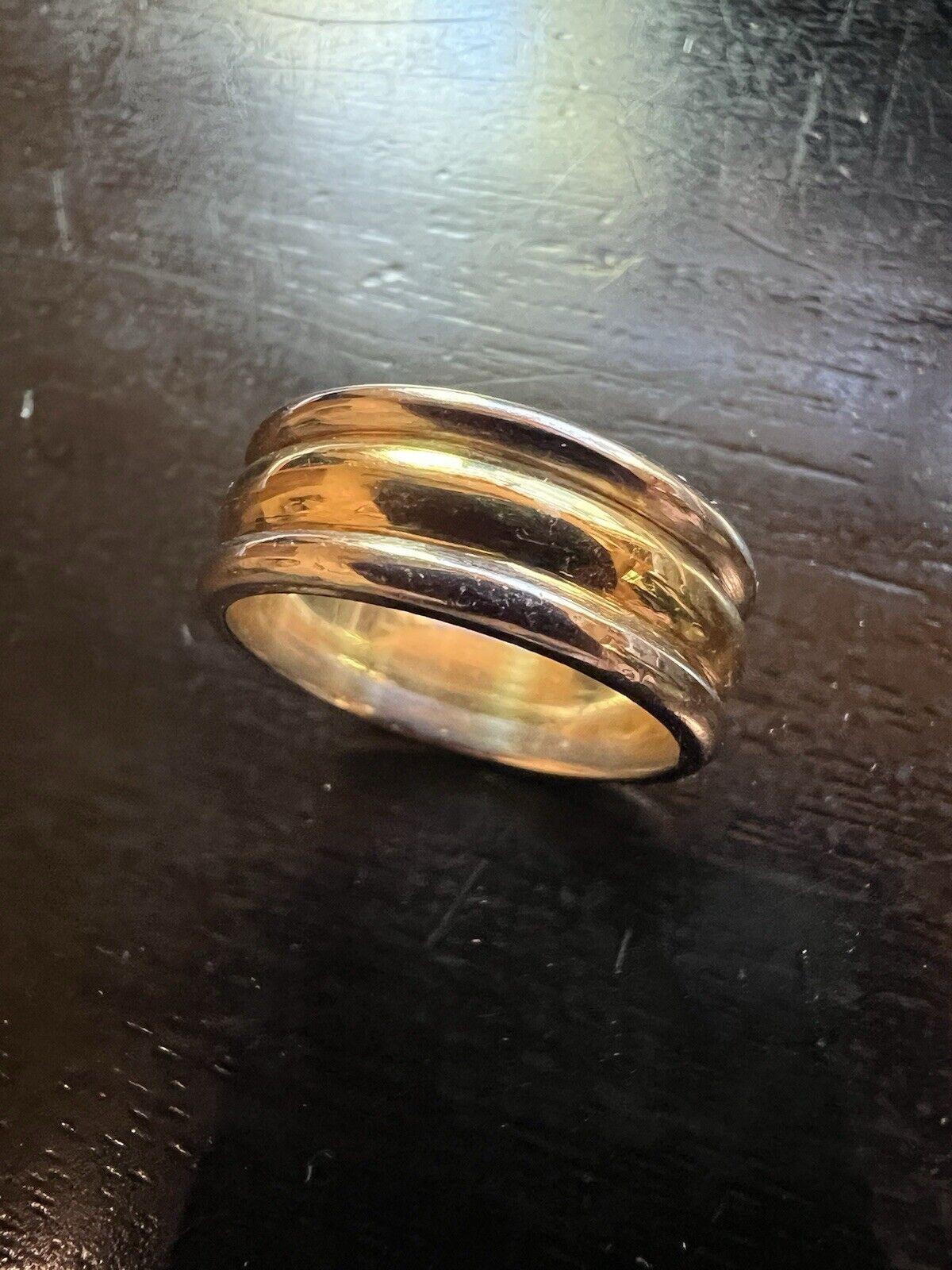 VAN CLEEF & ARPELS 18k Yellow Gold & Platinum Band Ring Vintage 1970s For Sale 6