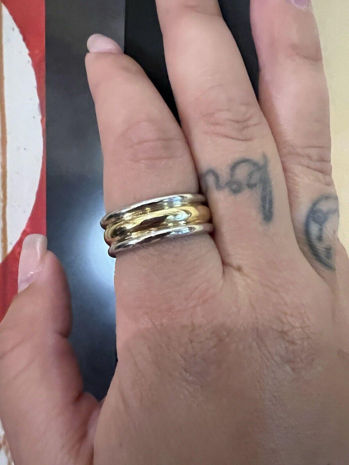 VAN CLEEF & ARPELS 18k Yellow Gold & Platinum Band Ring Vintage 1970s For Sale 1