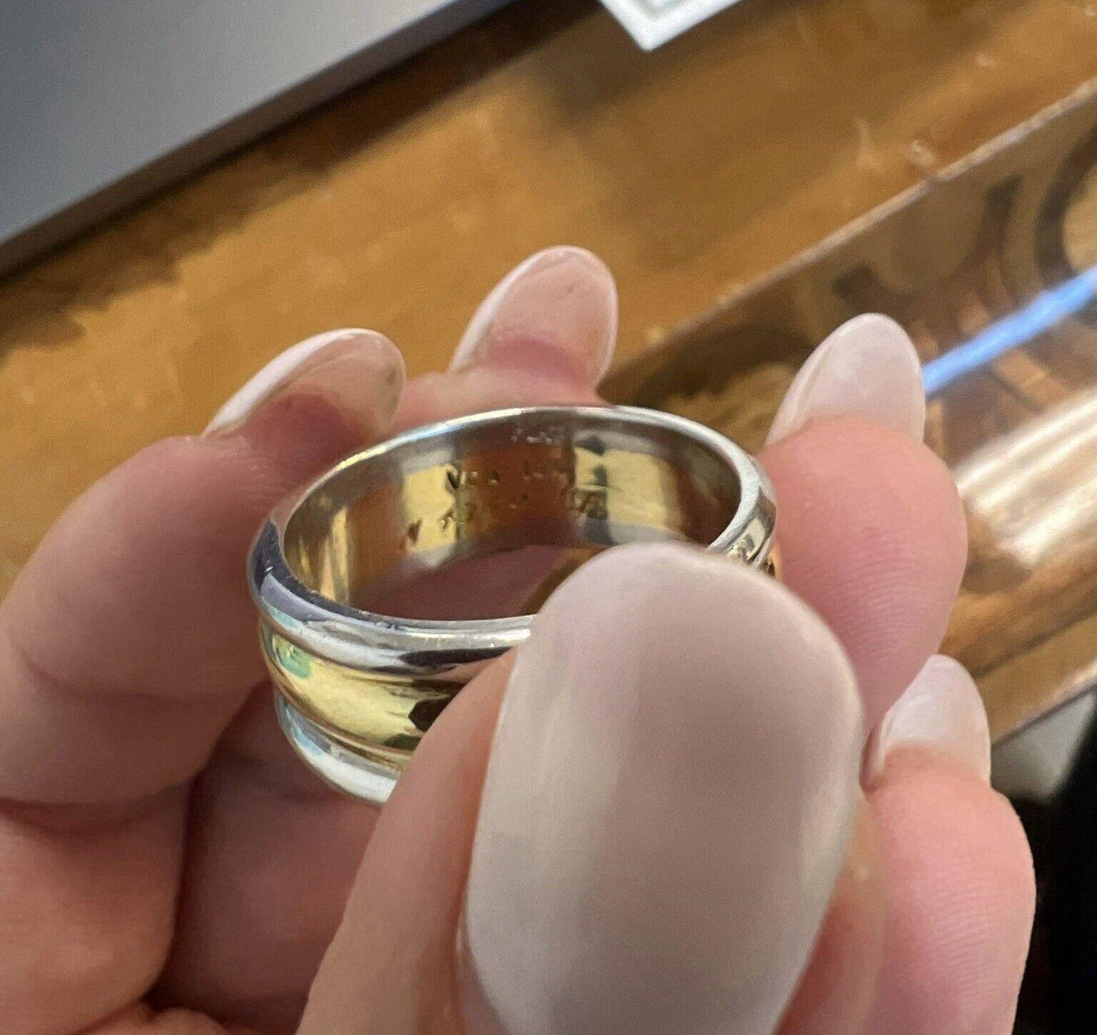 VAN CLEEF & ARPELS 18k Yellow Gold & Platinum Band Ring Vintage 1970s For Sale 3