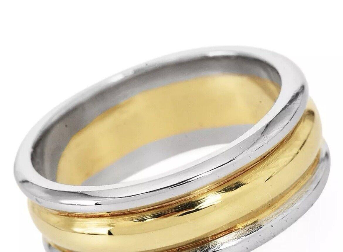 VAN CLEEF & ARPELS 18k Yellow Gold & Platinum Band Ring Vintage 1970s For Sale 4