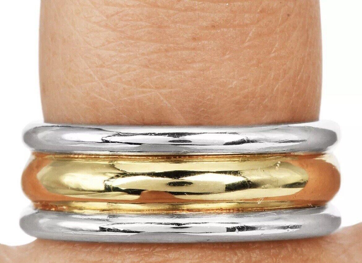VAN CLEEF & ARPELS 18k Yellow Gold & Platinum Band Ring Vintage 1970s For Sale 5