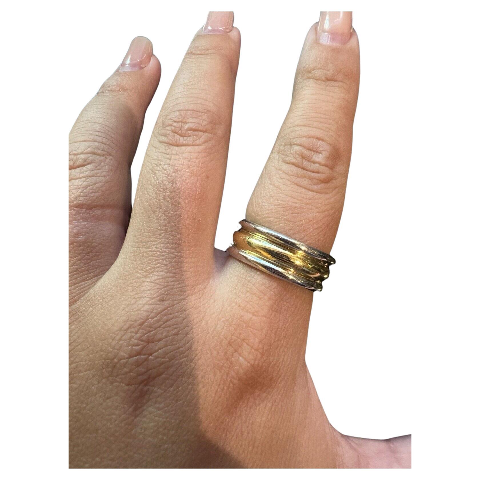 VAN CLEEF & ARPELS 18k Yellow Gold & Platinum Band Ring Vintage 1970s