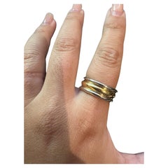 VAN CLEEF & ARPELS 18k Yellow Gold & Platinum Band Ring Vintage 1970s