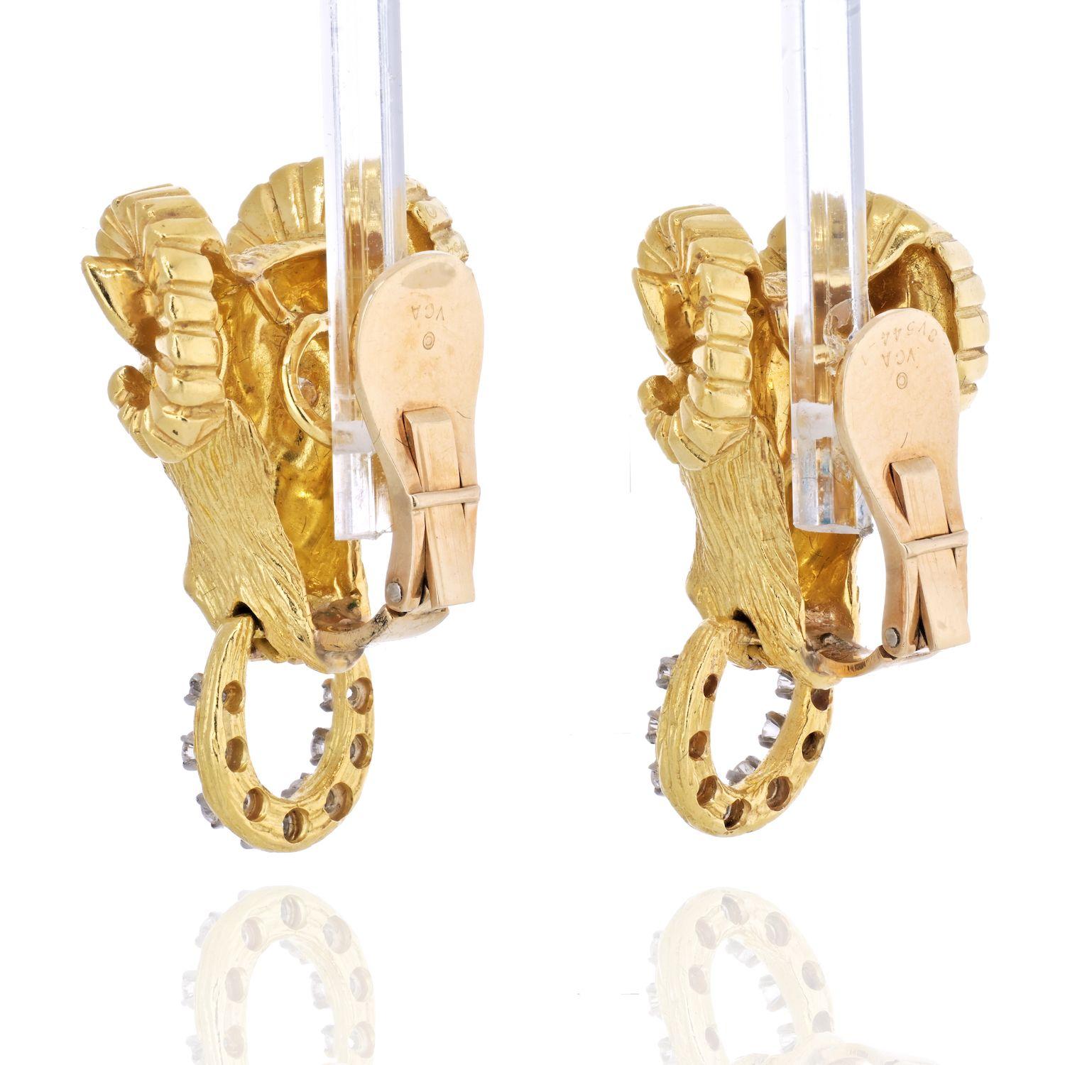 gold ram earrings