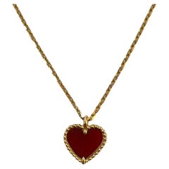 Van Cleef & Arpels 18K Yellow Gold Red Heart Necklace