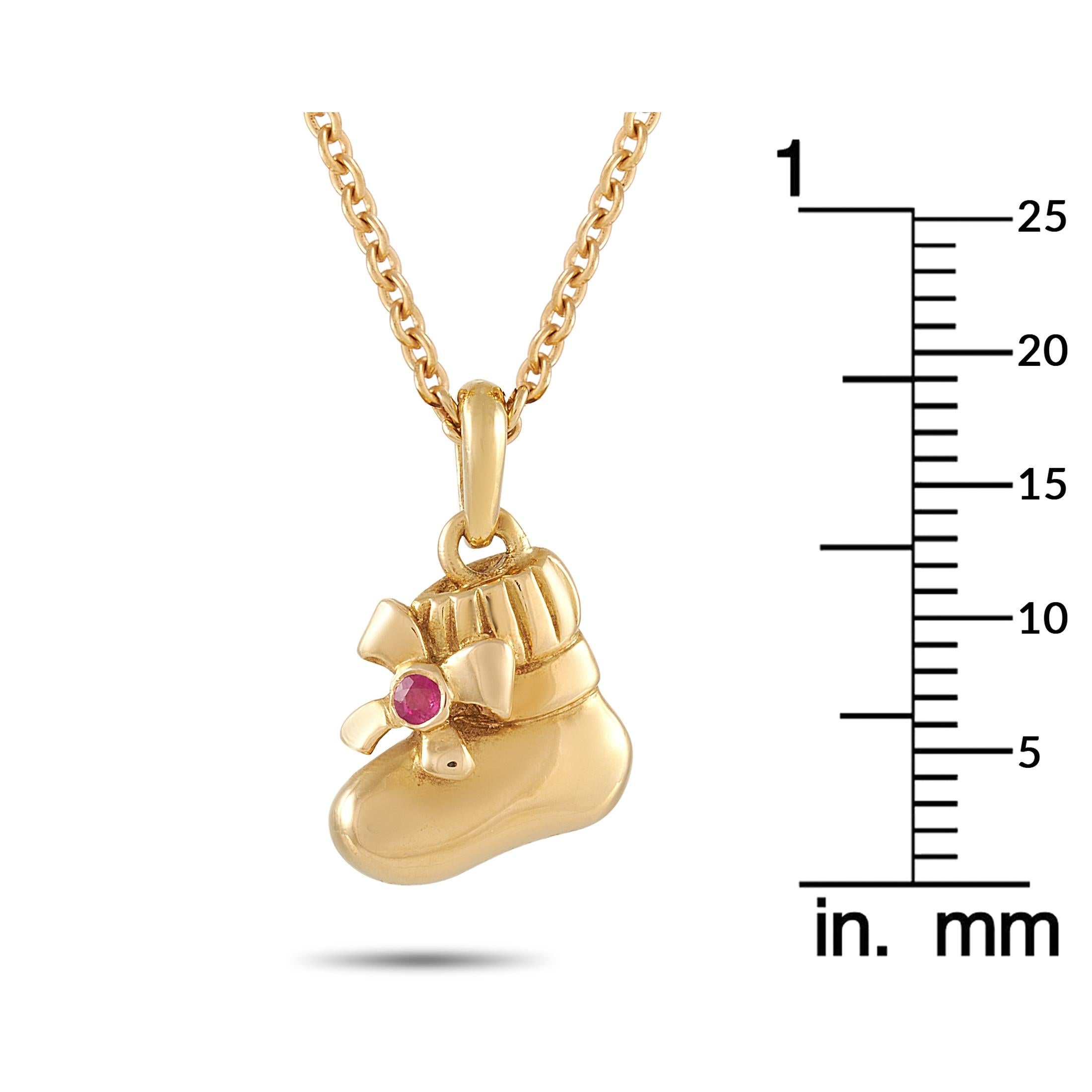 Women's Van Cleef & Arpels 18K Yellow Gold Ruby Shoe Pendant Necklace