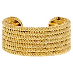 Van Cleef & Arpels: 18 Karat Gelbgold Sechsreihiges gedrehtes Seil-Manschettenarmband