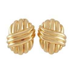 Van Cleef & Arpels 18k Yellow Gold Shell Clip-On Earrings