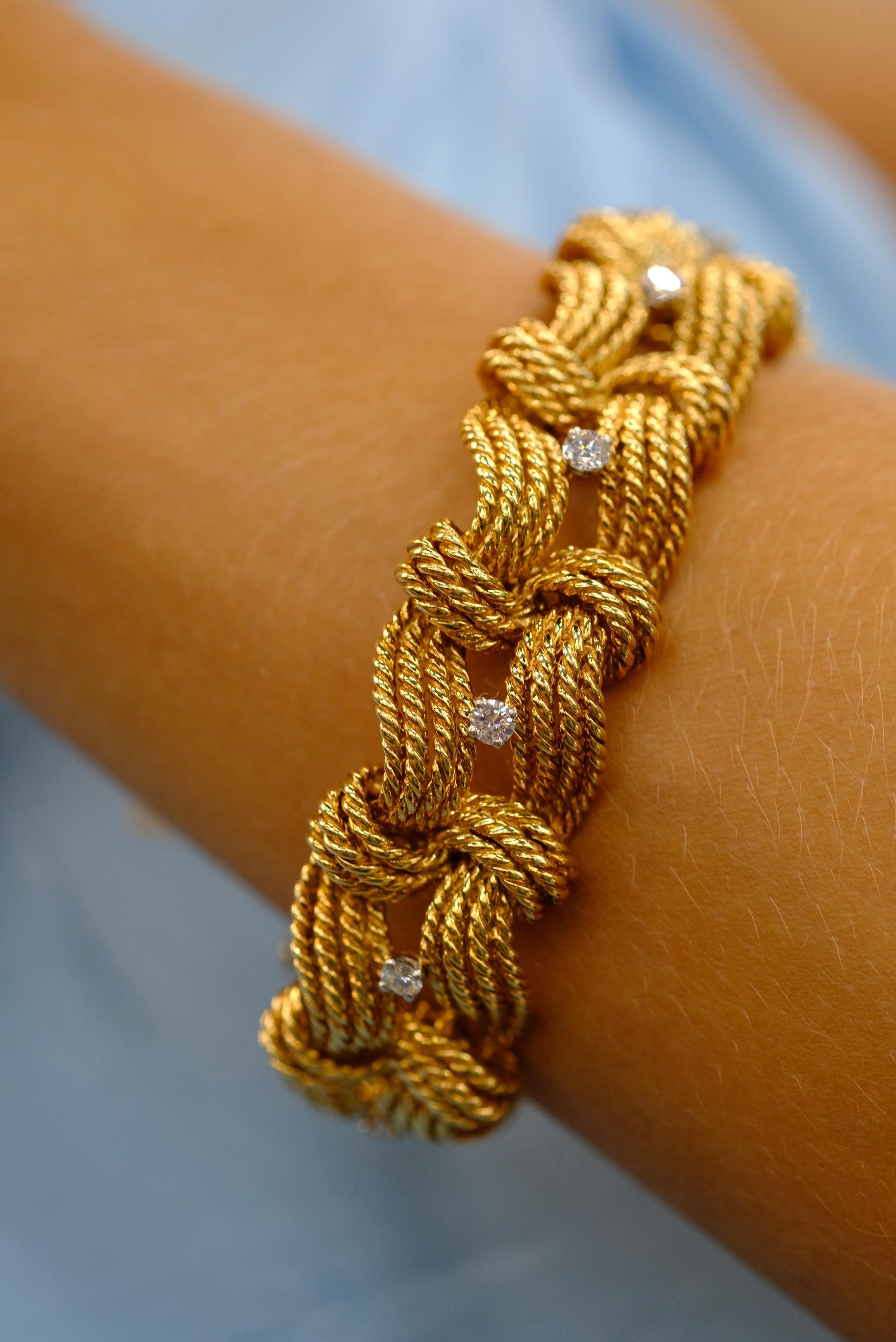 Van Cleef & Arpels - Bracciale in oro giallo 18 carati con diamanti e corda in vendita 4